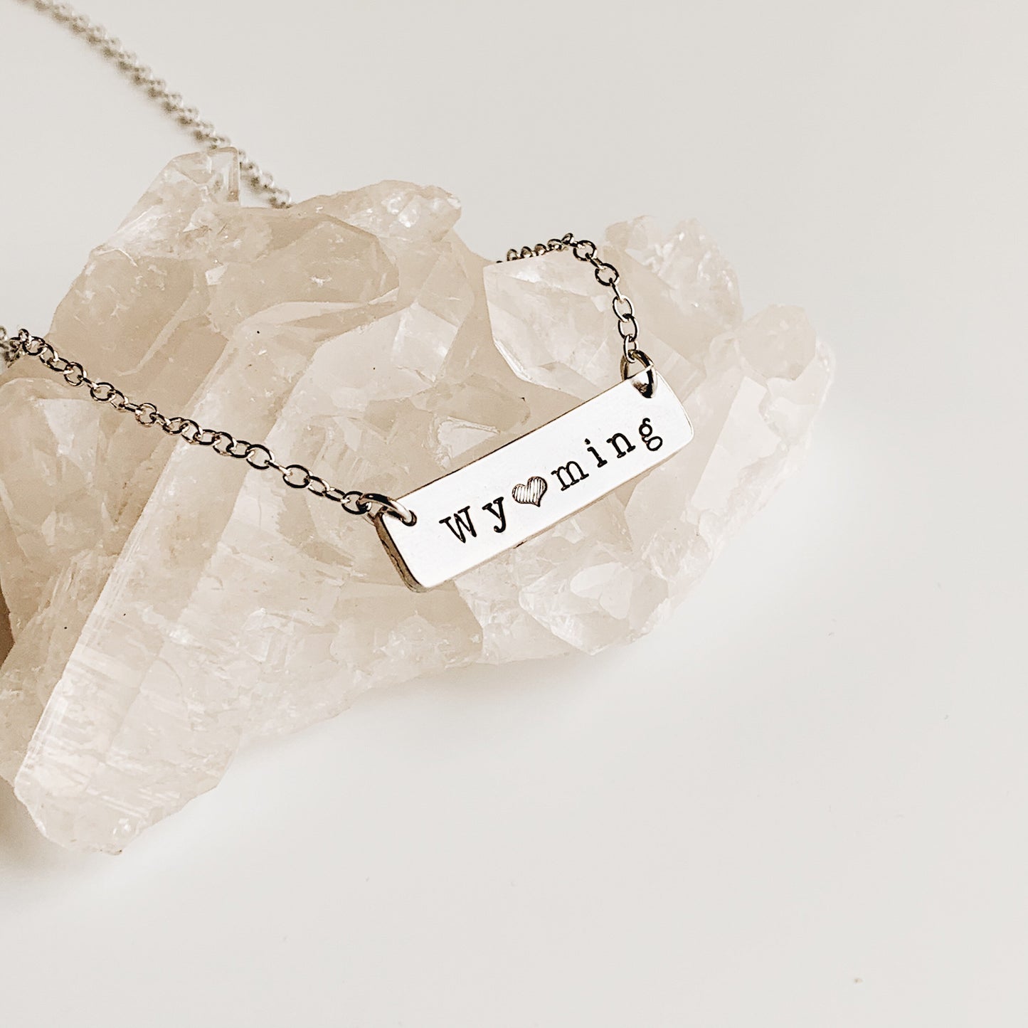 Wyoming Bar Necklace, Minimal Jewelry, State Jewelry, Hand Stamped, Personalized