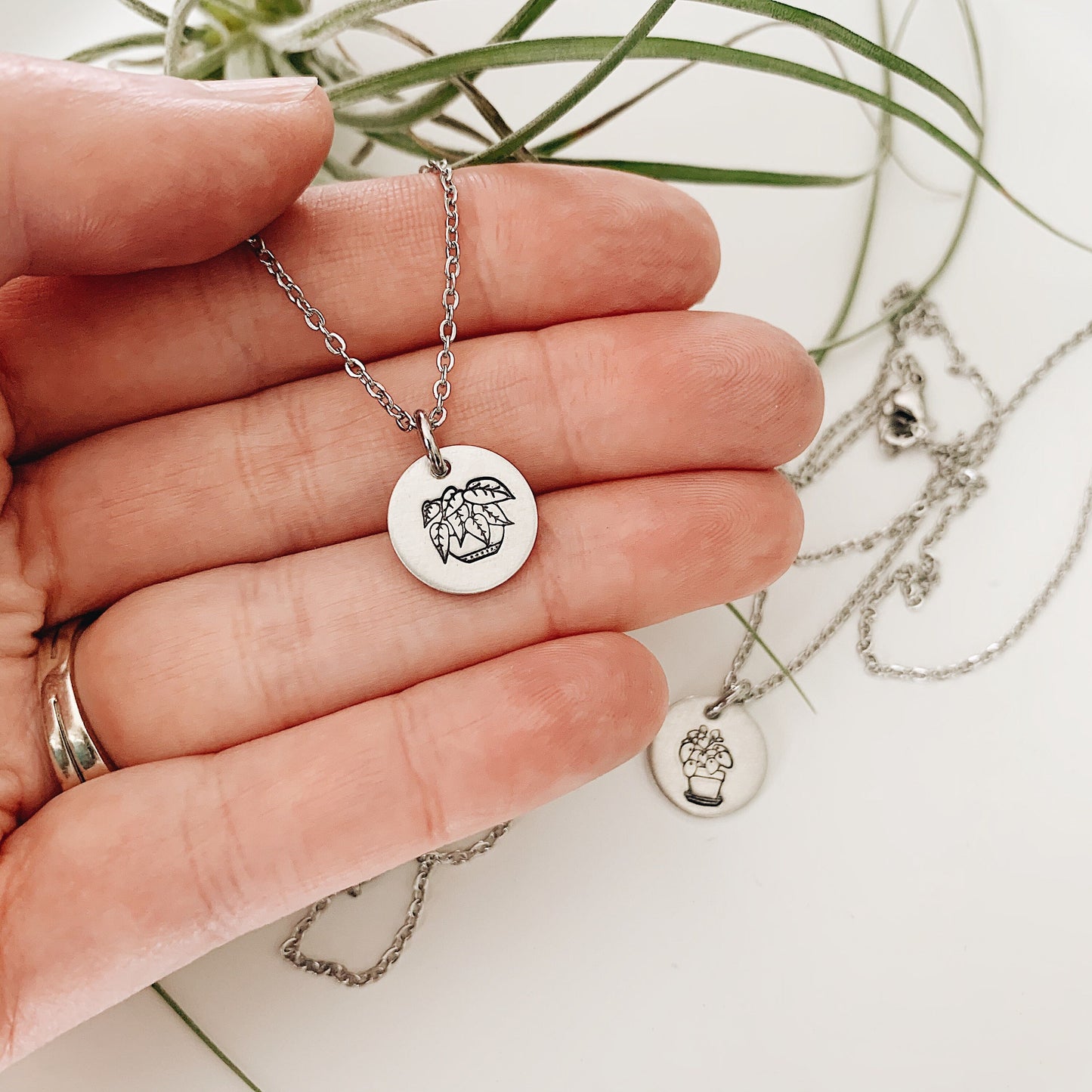Plant Lover’s Necklace, Plant Lady, Pilea, Pothos