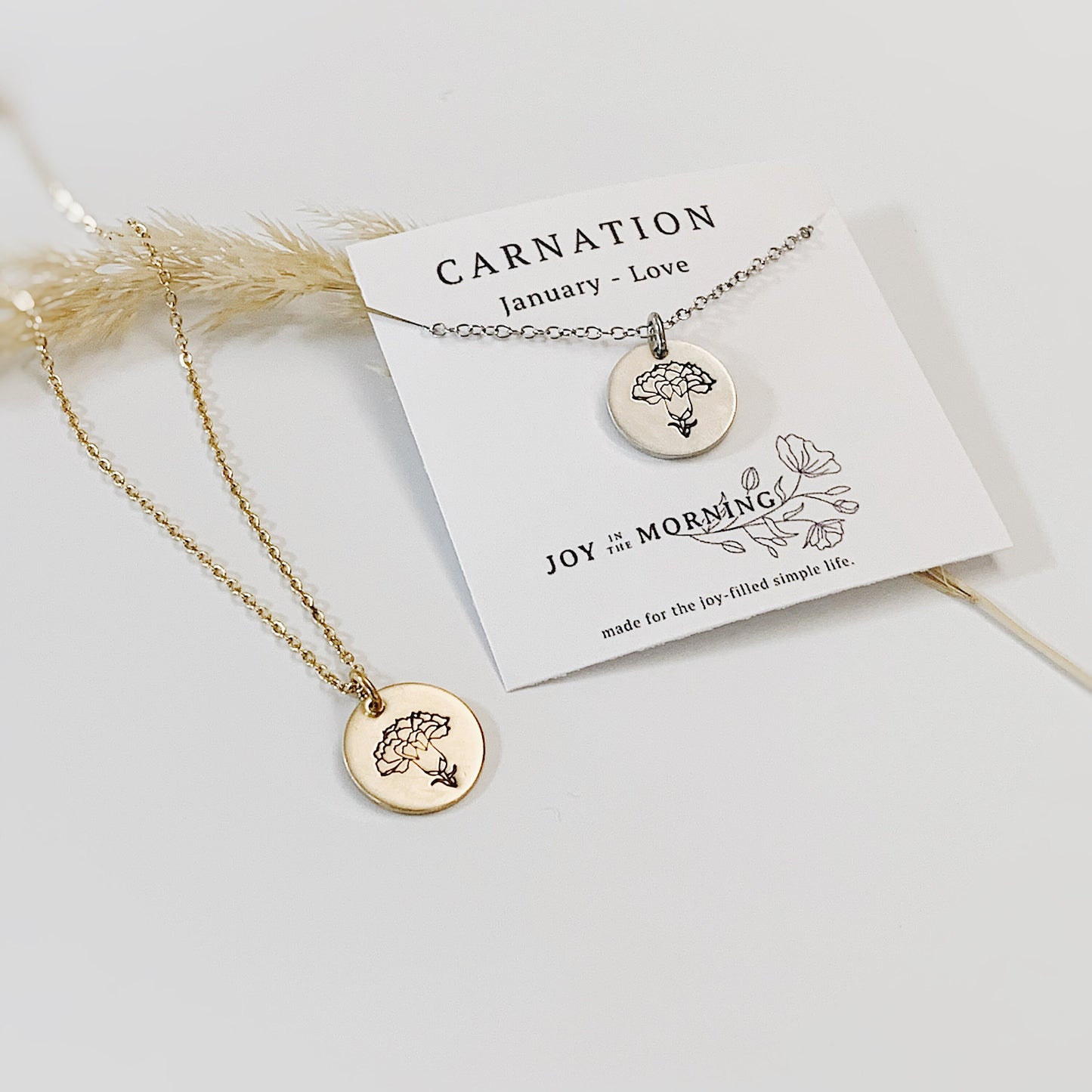 Birth Flower Necklace, Hand Stamped Jewelry