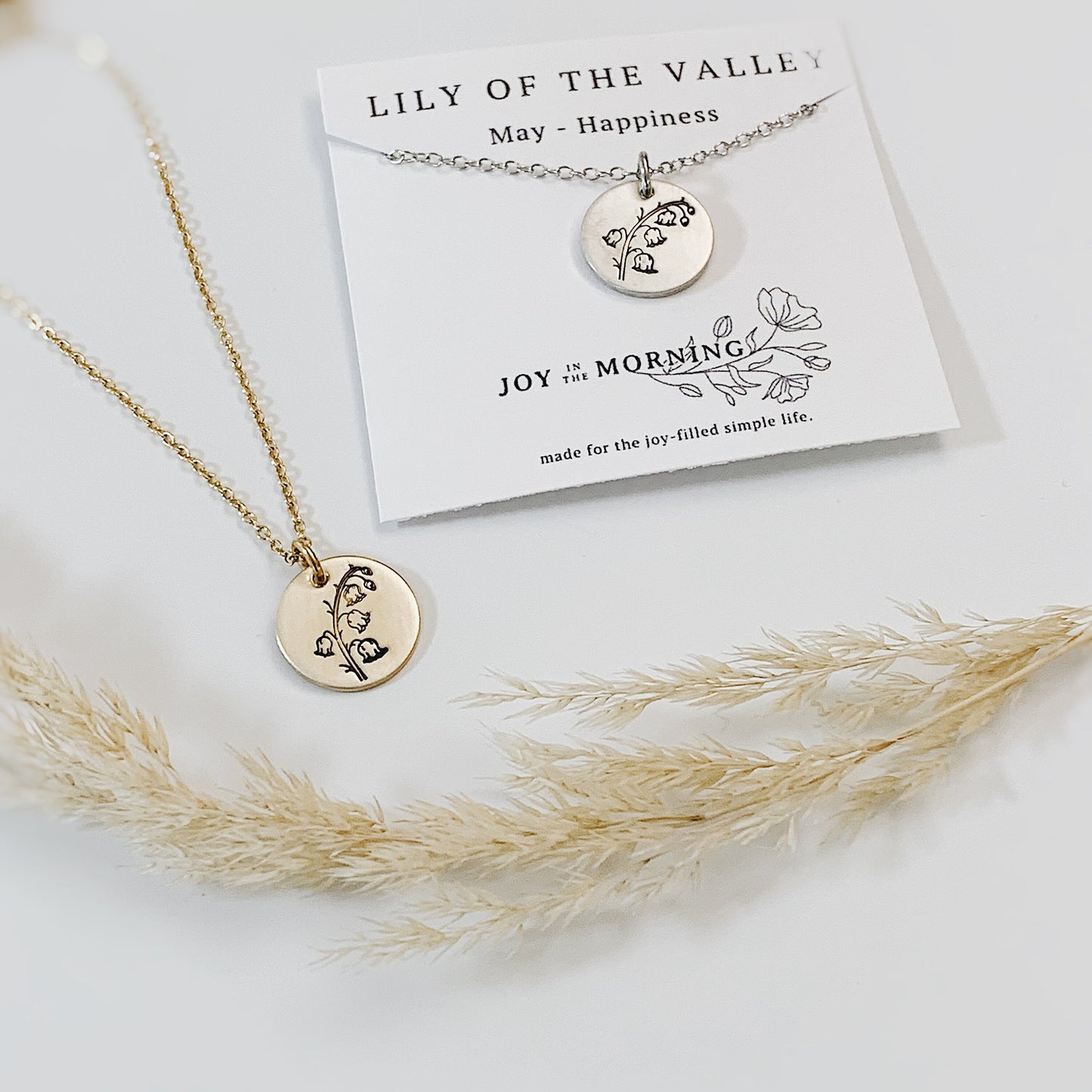 Birth Flower Necklace, Hand Stamped Jewelry