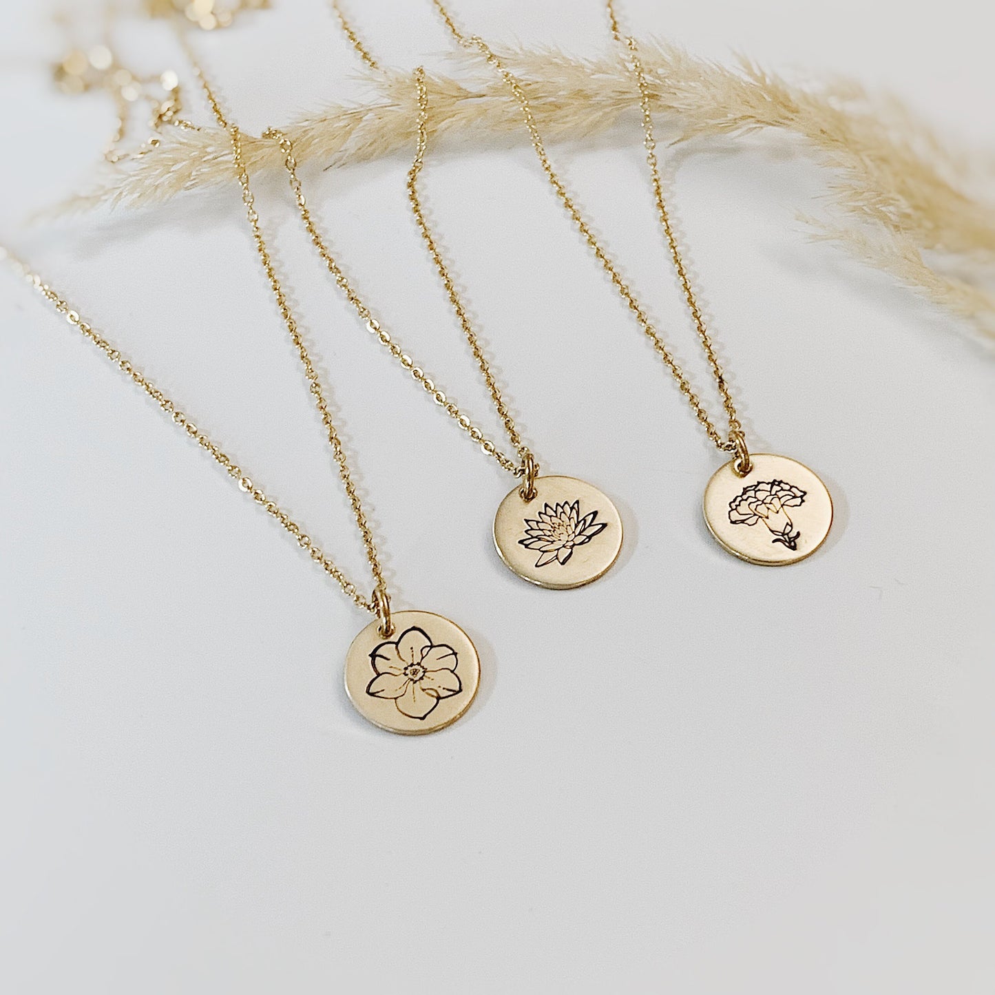 Birth Flower Necklace, Hand Stamped Jewelry