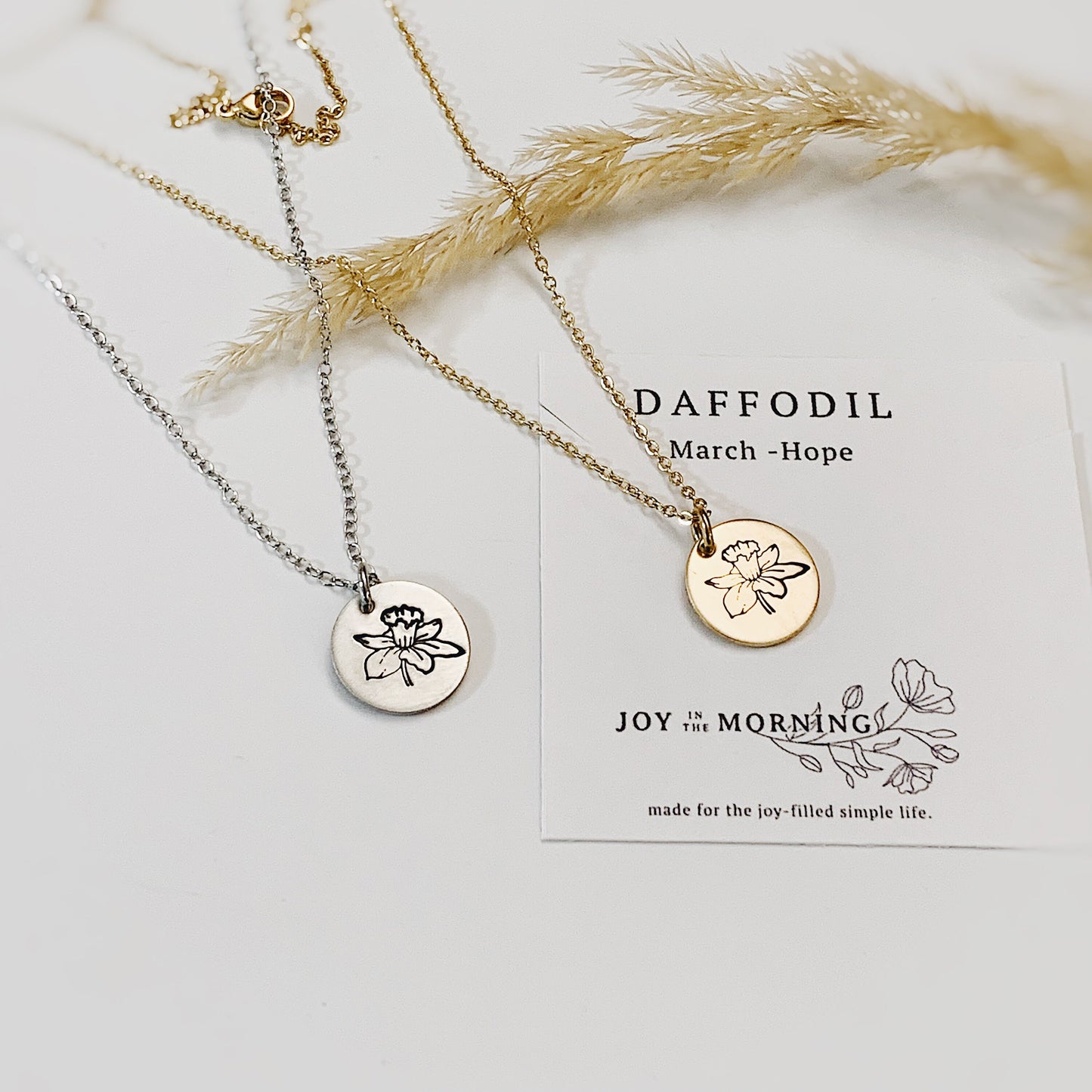 Birth Flower Necklace, Hand Stamped Jewelry
