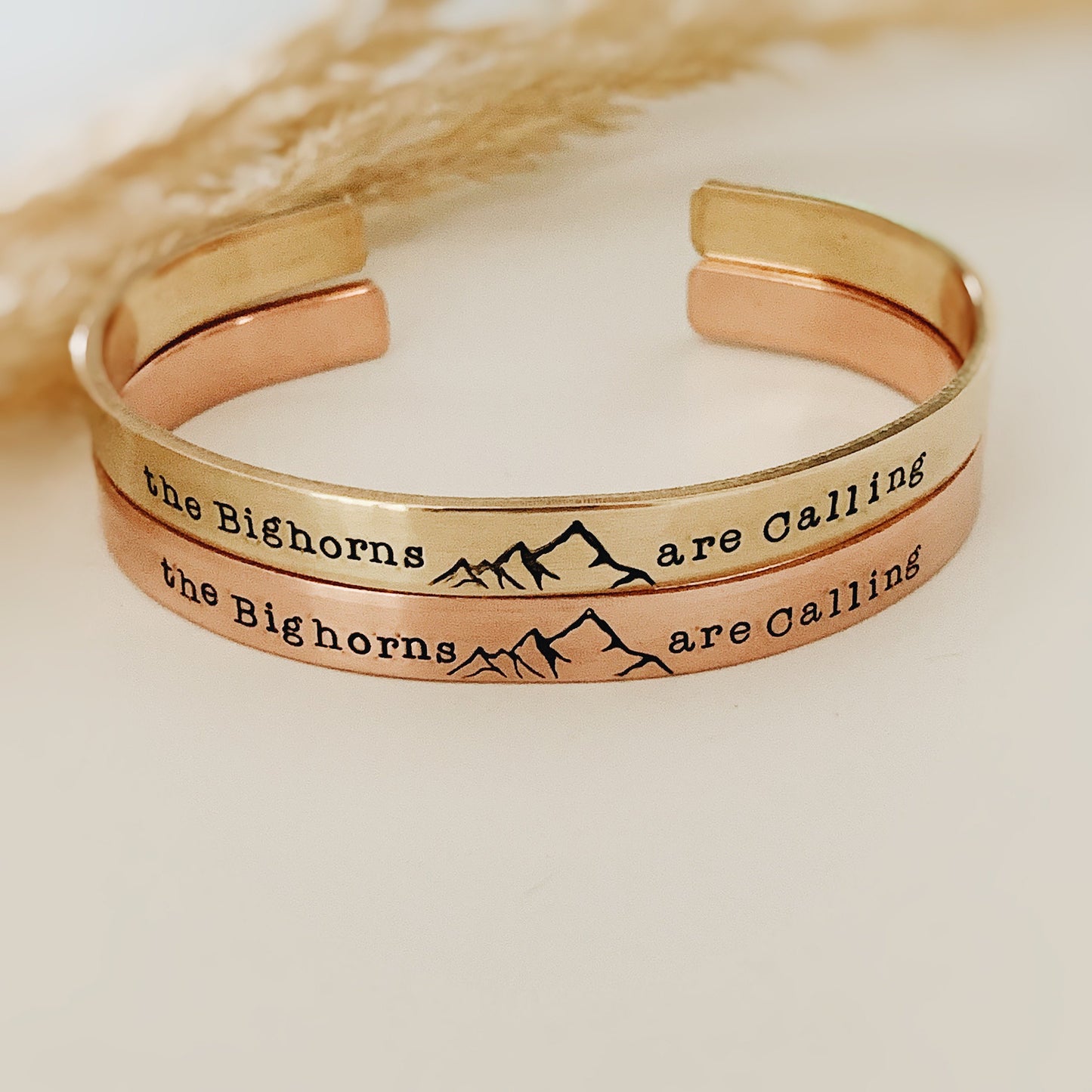 The Mountains are Calling Metal Cuff Bracelet