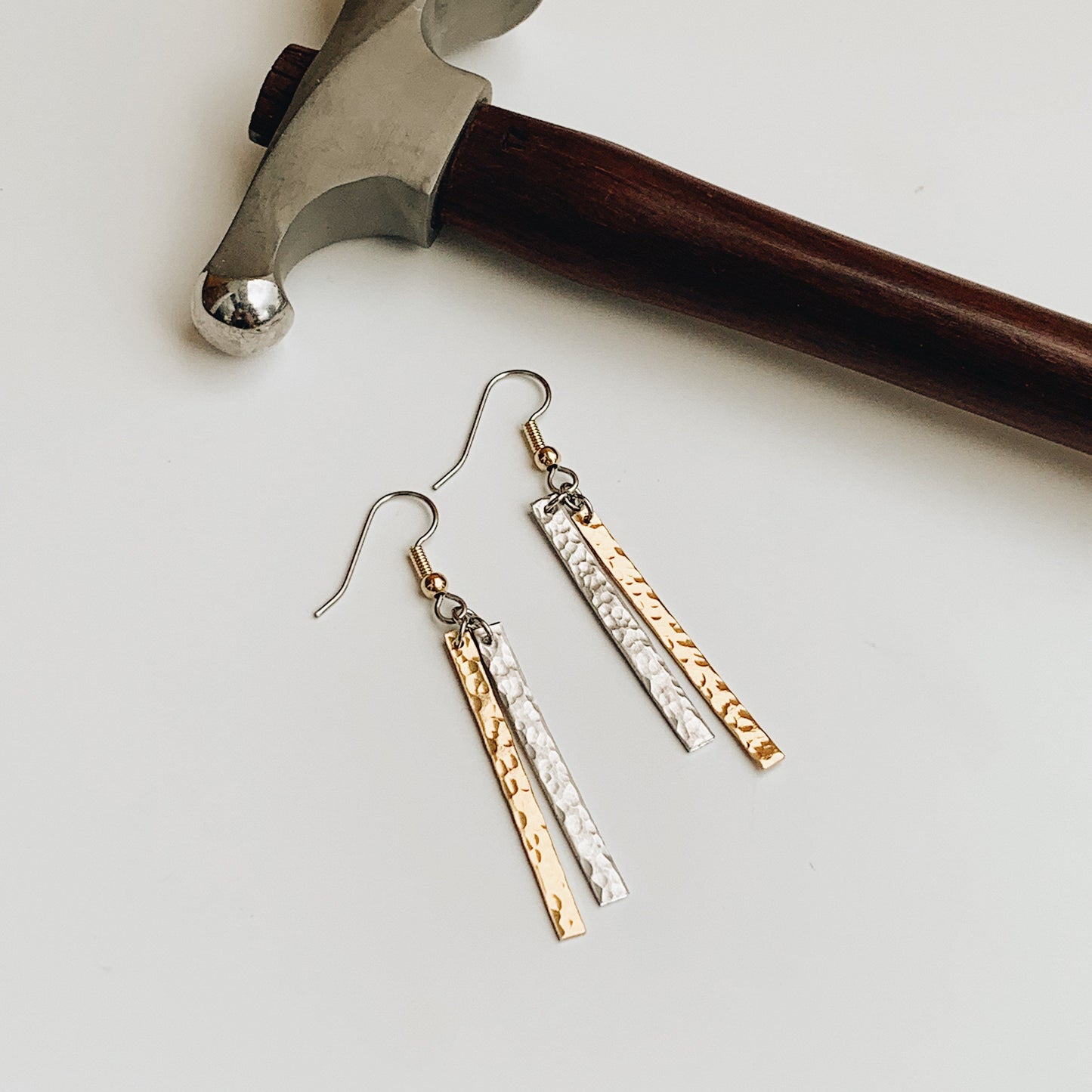 Simply Minimal Hammered Metal Dangle Earrings
