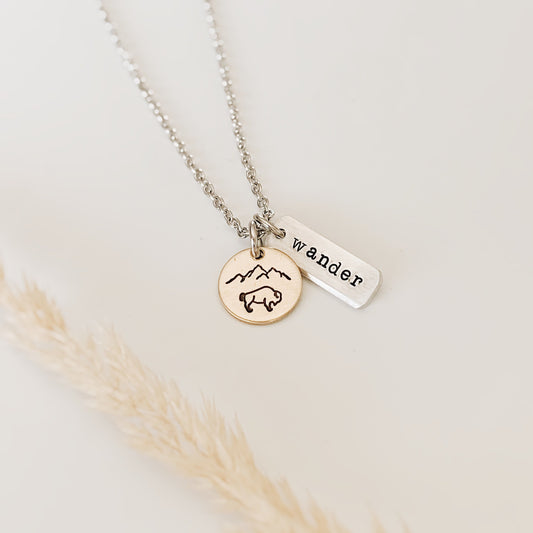 Wander Bison Mountain Necklace