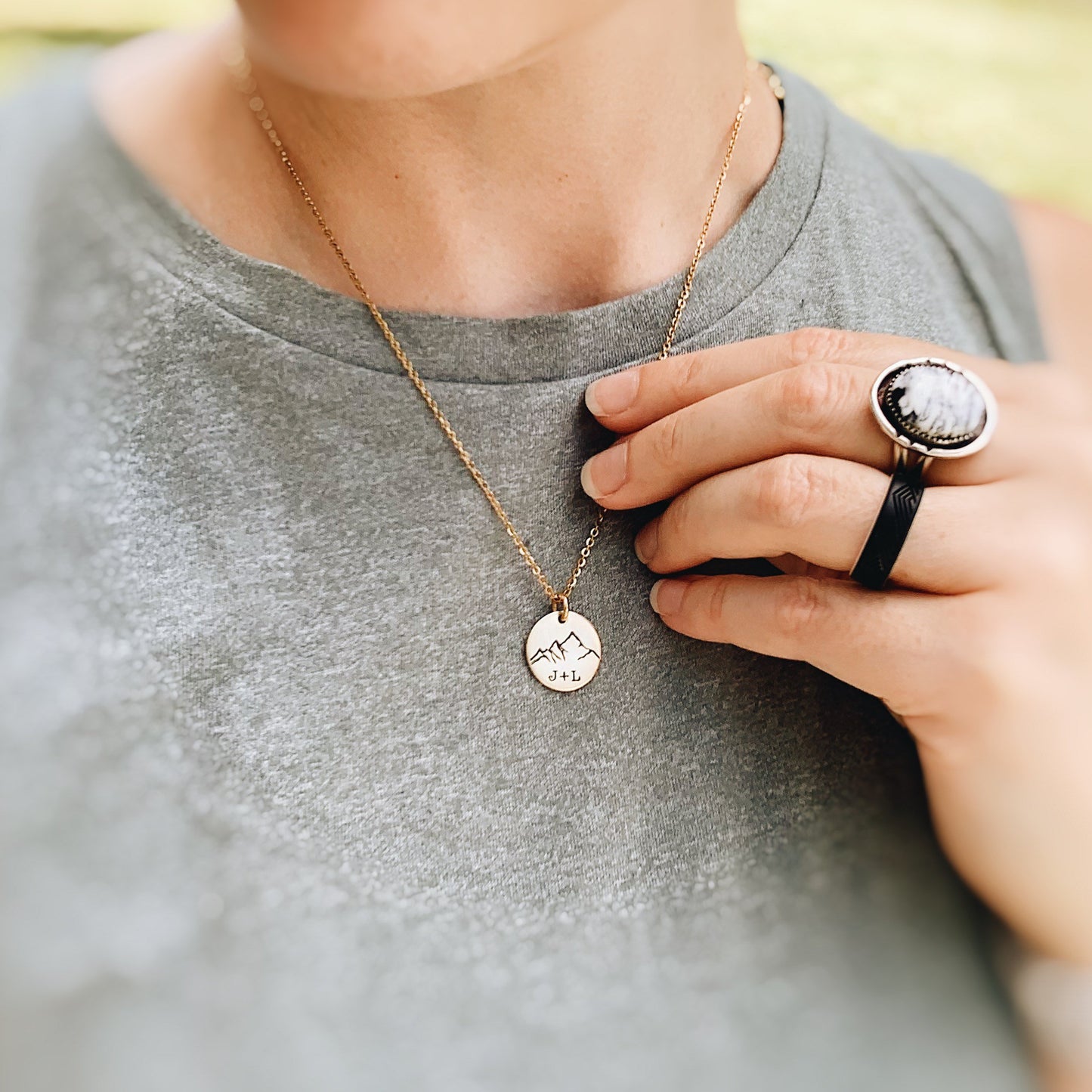 Crystal Moon Hand Stamped Necklace, Goddess, Celestial