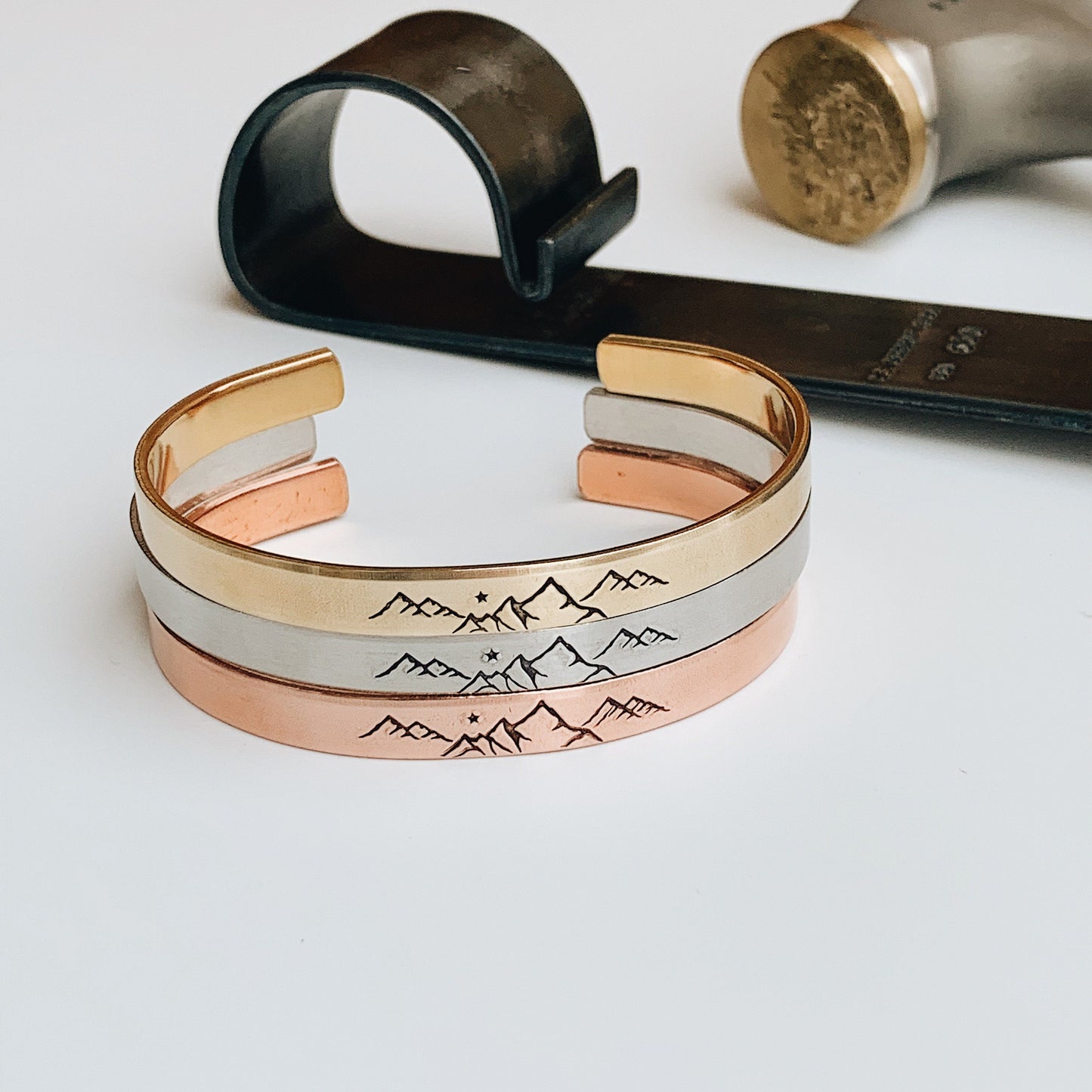 True North Mountain Metal Cuff Bracelet
