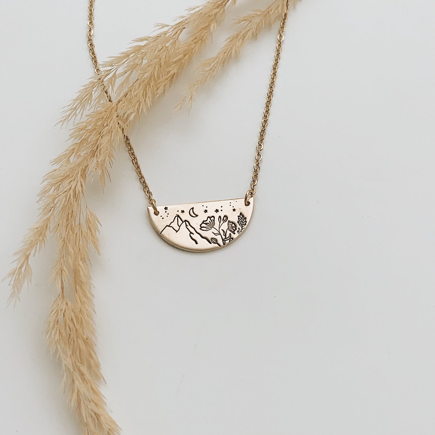 Wildflower Mountain Sky Semi-Circle Necklace