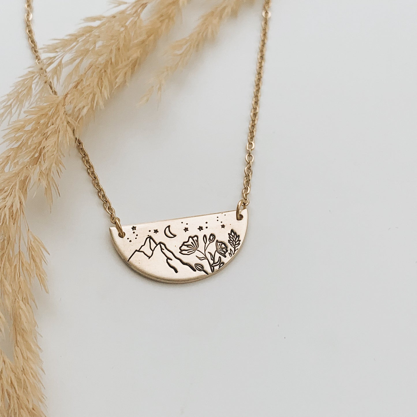 Wildflower Mountain Sky Semi-Circle Necklace